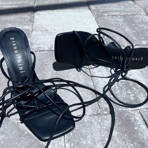 Gianni Bini GB Black Strappy Lace Up Women's Sandals 4” Heels Size 9 Medium
